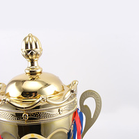 Trophée de football plaqué or, couronne sportive, fabrication artisanale en métal brillant, cadeaux souvenirs, trophée personnalisé, vente chaude