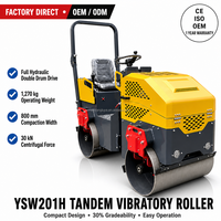 Rouleau compresseur routier diesel tandem 1 tonne, deux roues en acier, compacteur d'asphalte YSW201H