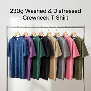 เสื้อยืดคอตตอนหนา 230 กรัม แบบเรียบ ไม่มีลาย คอโอเวอร์ไซส์ สำหรับผู้ชาย รุ่น 6637 รับสกรีนโลโก้ เสื้อยืดสตรีทแวร์แบบยูนิเซ็กส์ - Product Image 1