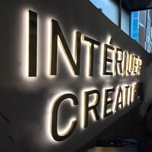 Sinal de recepção de loja interior exterior personalizado 3D letras acrílicas pretas para montagem na parede sinalização de metal para escritório logotipo iluminado