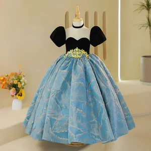 हाई ग्रेड प्रिंसेस गर्ल वेडिंग गाउन नीला फेयरी किड इवनिंग ड्रेस 8 साल के बच्चों के लिए औपचारिक के लिए सुरुचिपूर्ण जन्मदिन की पार्टी ड्रेस