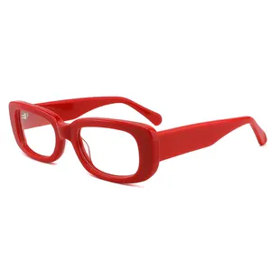 时尚设计镜架红色厚光学眼镜手工醋酸纤维眼镜