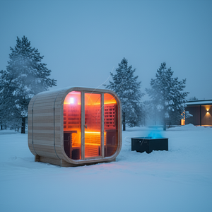 Hachillspa 4 persone cubo all'aperto Sauna a infrarossi sala carbonizzato abete rosso illuminazione a LED porta di casa Spa riscaldamento elettrico in carbonio - Product Image 1