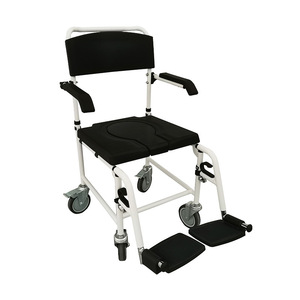 <b>Commode</b> <b>Chair</b> With Wheels And Footrests For Bathroom Safety Equipment White Color Modern Style - Product Image 1