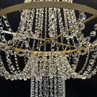 Lustre en cristal doré avec pendentifs et perles pour mariage, décoration de plafond, toile de fond et décor de scène