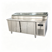 Table de préparation de salades commerciale, 2 portes, réfrigérée, en acier inoxydable, avec bacs GN pour sandwicherie, restaurant