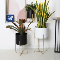 Support à plantes doré, décoration intérieure moderne, style mid-century, support de présentation, étagère en fer forgé, support à plantes en métal pour pot de fleurs d'intérieur