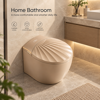 WC intelligent couleur or champagne avec bidet, chasse d'eau automatique, capteur au pied, siège chauffant, séchoir à air chaud, télécommande et écran LED