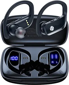 Fones de ouvido sem fio Bluetooth 48hrs Play Back Sport Earphones com display LED Over-Ear Buds com Earhooks