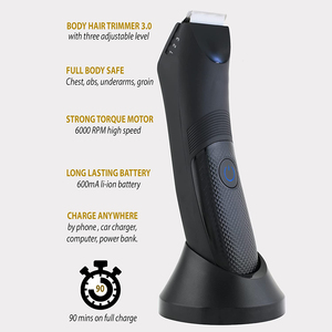 Tondeuse corporelle Hatteker étanche pour zones intimes, rechargeable par USB, rasoir LED - Product Image 4
