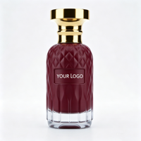 Flacon de parfum en verre noir mat tendance avec motif diamant, couvercle doré poli, emballage de luxe pour après-rasage, offre en gros