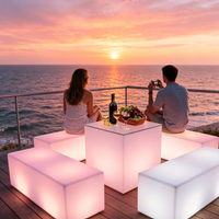 Table et bancs lumineux LED 16 couleurs pour extérieur, prix usine, résistants à l'eau, pour hôtel, piscine, fête, événement