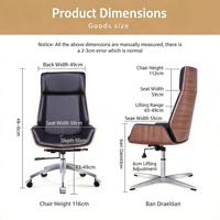 Chaise Nordic Joy - Chaise de bureau pivotante moderne et minimaliste, chaise de bureau design avec structure en bois pour la maison et la salle de réunion