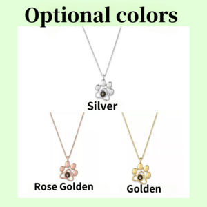 Kalung Jejak Kaki Hewan Peliharaan Anjing & Kucing Custom, Proyeksi I Love You, Ramah Lingkungan, Dapat Disesuaikan, Berlapis Tembaga Titanium, Liontin Kenangan - Product Image 2