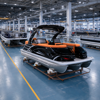 Bateau ponton en aluminium luxueux pour 12 personnes, maniement sans effort, console de salon électrique, direction hydraulique, pêche en lac