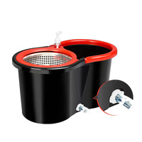 Ensemble de serpillères rotatives à double entraînement mains libres, cinq générations, pour nettoyage humide et sec des sols en bois, avec panier en acier et plastique – pour la maison