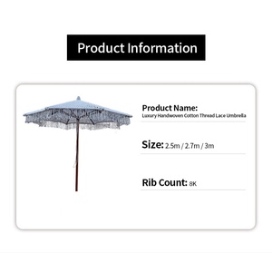 Boho Beach Patio Iron <b>Frame</b> Umbrella Cover Macrame Fringe Tassels Windproof UV50+ Sun Protection Customizable Manual All-Season - Product Image 2
