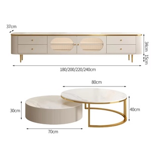 <span class=keywords><strong>Meuble</strong></span> <span class=keywords><strong>TV</strong></span> de Luxe Moderne en Promotion, Ensemble Table Basse Ronde Rétractable, Mobilier Élégant pour <span class=keywords><strong>Salon</strong></span> – Vente en Gros - Product Image 6