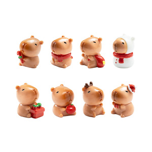 Miniature Christmas Capybara Figurines Mini Resin Animals for Xmas Decor Gift <b>Box</b> Fillers Cake Topper & Festive Home Decorations - Product Image 5