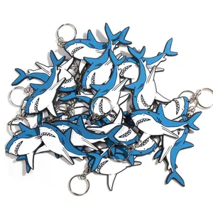 2D Zachte Pvc Siliconen Sleutelhouder/Shark Shaped Sleutelhanger Key Sleutelhanger In Voorraad Met Goedkope Prijs