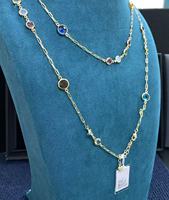 Collier pendentif en argent 925 plaqué or avec pierres précieuses colorées, style bohème, accessoires quotidiens à la mode pour femmes, vente en gros