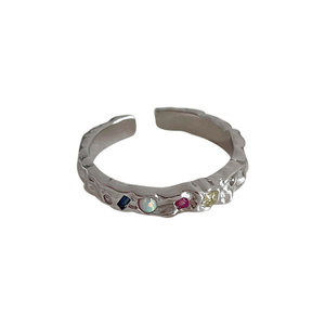 Anillo de Plata de Ley S925 con Ópalo, Pequeño Diamante Roto y Diseño Único con Incrustaciones, Estilo Dulce y Moderno - Product Image 5