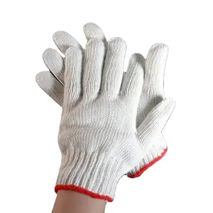 カスタムデザインホワイトレイバー再利用可能なピュアコットンニット安全作業用手袋男性カスタムロゴ作業用ホワイトニットコットングローブ
