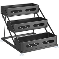 Étagère de comptoir de cuisine moderne à trois niveaux en métal, réglable en hauteur, sans perçage, pour le rangement des sauces, du vinaigre et des condiments