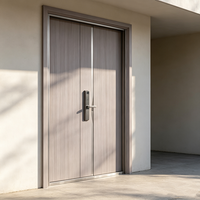 Porte intérieure moderne personnalisée en bois, design à panneau plat, finition WPC étanche pour projets d'appartements et d'hôtels