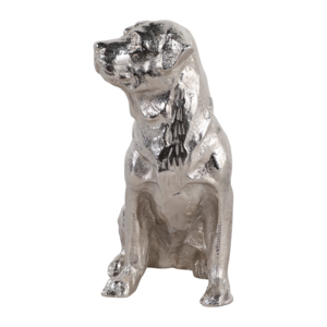 Statua di Cane in Alluminio per Decorazione Casa e Ufficio, Ornamento da Esposizione su Mensola, Finitura Argento - Product Image 5