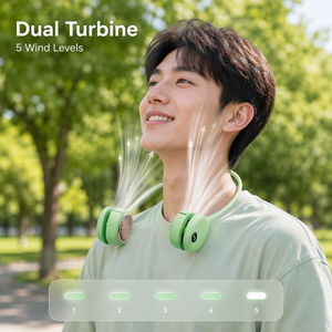 พัดลมคล้องคอพลาสติกแบบพกพาสำหรับใช้งานกลางแจ้ง ปี 2026 แบบแฮนด์ฟรี ความเร็วเทอร์โบ 5 ระดับ หมุนได้ 720 องศา น้ำหนักเบา แบตเตอรี่ใช้งานได้นาน 8 ชั่วโมง ให้ความเย็น - Product Image 6