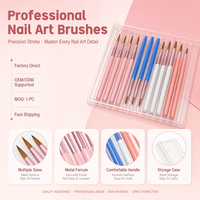 Kit de pinceaux à ongles en gel cristal portables, 3 tailles, manche en bois, logo personnalisé, outils de manucure de qualité supérieure pour salon et création d'ongles à domicile