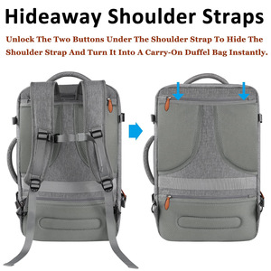 Laptop <b>Backpack</b> Large Capacity 16-Inch Waterproof Business Travel Bag For Men Casual Outdoor Use Gray With Orange Accents - Product Image 3