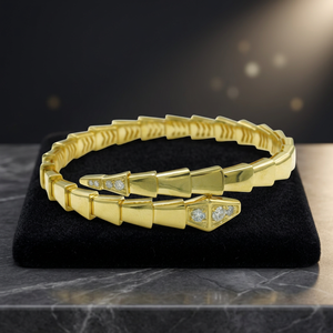 High Quality Serpent Viper Bracelet In 18K Yellow <b>Gold</b> With Diamonds On Snake Head Tail Highly Demanded Jewellery For Women - Product Image 3