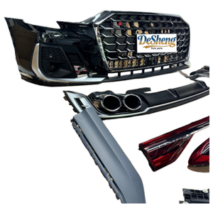 Installation sans dommages pour Audi A8, mise à niveau vers kit carrosserie S8, pare-chocs avant, phares LED, calandre, spoiler, matériau PP de haute qualité. - Product Image 4