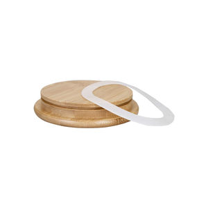 Glass food storage container jar with closed bamboo lid  pantry tissue jar  spice  tea  flour and sugar container