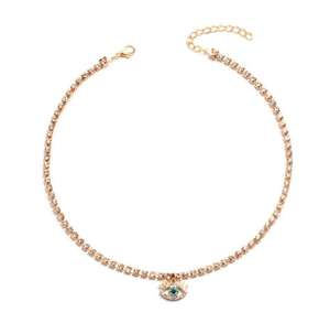 Nuova personalità retrò semplici occhi di demone corto con strass artiglio catena girocollo catena clavicola catena collari femminili - Product Image 5