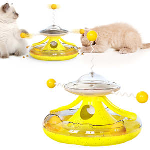 Commercio all'ingrosso Pet interattivo <span class=keywords><strong>Fancy</strong></span> Teaser cibo Feeder giradischi traccia ruotare Trackball giocattolo con palla a molla per i gatti - Product Image 1
