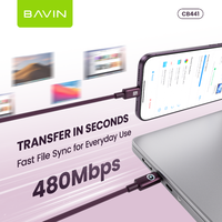 Câble de charge rapide BAVIN 60W PD Type C vers Type C 1M Câble de données tressé Câble USB pour ordinateur portable tablette smartphone PC universel