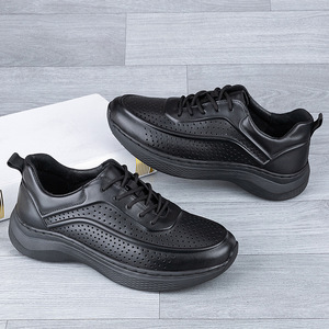 Sandales d'été pour hommes en cuir véritable, respirantes, légères, à semelle épaisse, en cuir de vachette, chaussures décontractées de sport - Product Image 4