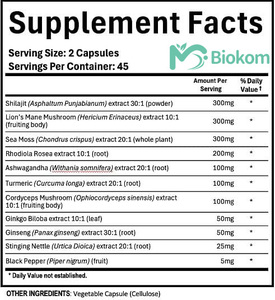 Biokom OEM ODM biển rêu đen hạt giống Ashwagandha gừng viên nang Chất lượng cao shilajit chiết xuất viên nang bổ sung nhãn hiệu riêng - Product Image 2