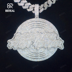 Pass Diamond Tester Chapado en oro Vvs Moissanite Disco Colgante Iced Out Round Brilliant Cut Diamond Hip Hop Colgante para hombres y mujeres - Product Image 1