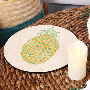 Round Shell Inlay Mother Pearl MDF <b>Placemats</b> Eco-Friendly 10MM Thick 330mm Diameter for <b>Dining</b> <b>Table</b> Kitchen Collection Vietnam - Product Image 4