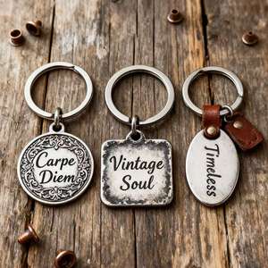 Portachiavi in metallo personalizzato portachiavi per animali domestici Tag nome per animali in ottone portachiavi Vintage può specificare il colore del modello e il Logo portachiavi fortunato - Product Image 3