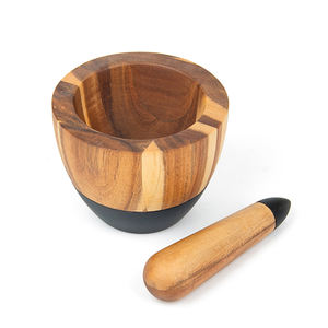 ครกไม้อะคาเซียธรรมชาติสำหรับการบดยาบดฐานสีขาวบดกระเทียมเครื่องเทศสมุนไพรเครื่องมือเครื่องเทศ - Product Image 2