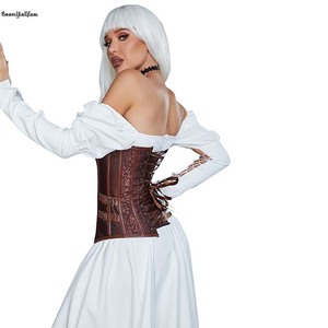 Chiusura frontale in metallo 14 lische <span class=keywords><strong>di</strong></span> pesce Bustier marrone nero Steampunk abbigliamento da donna in <span class=keywords><strong>pelle</strong></span> <span class=keywords><strong>di</strong></span> pizzo Trimmer corsetto disossato con <span class=keywords><strong>perizoma</strong></span> - Product Image 3