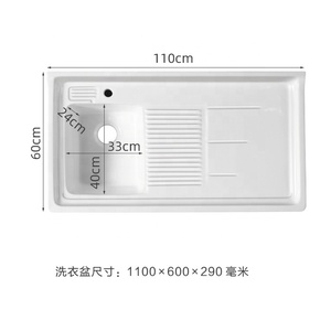 Lavabo Moderno in Ceramica a Foro Singolo, Rettangolare, in Pietra Artificiale per Bagno o Hotel, Facile Installazione, Doppio Lavabo - Product Image 6