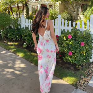 Vestido Maxi Floral Halter para Mujer, Estilo Vacacional, Nuevo, Espalda Descubierta, Sin Mangas, Ecológico, Chic, para Fiestas y Reuniones - Product Image 5