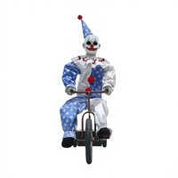 Décoration de vélo de clown animé d'Halloween avec capteur de mouvement et son, accessoire lumineux d'horreur pour décoration extérieure de maison hantée