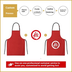 Venta al por mayor de ropa de trabajo de cocina con logotipo personalizado impermeable babero de algodón delantal con transfronterizo para la publicidad de <span class=keywords><strong>Amazon</strong></span> Catering uso - Product Image 4